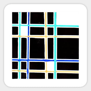 Inverted Blue Black Yellow Geometric Abstract Acrylic Painting IX Sticker